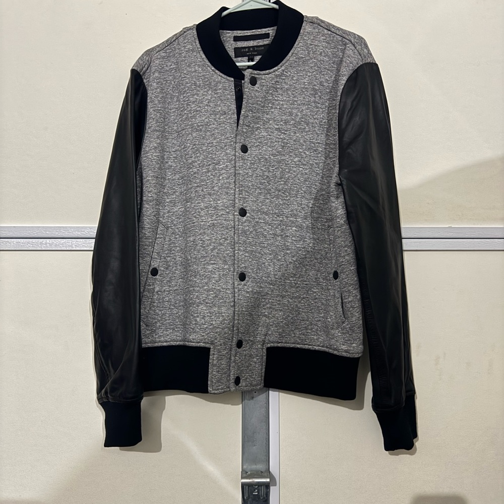 Rag & Bone Gray and Black Bomber Jacket